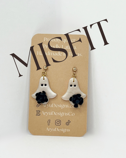 Flower Ghost Dangles - Shimmery Noir *MISFIT*
