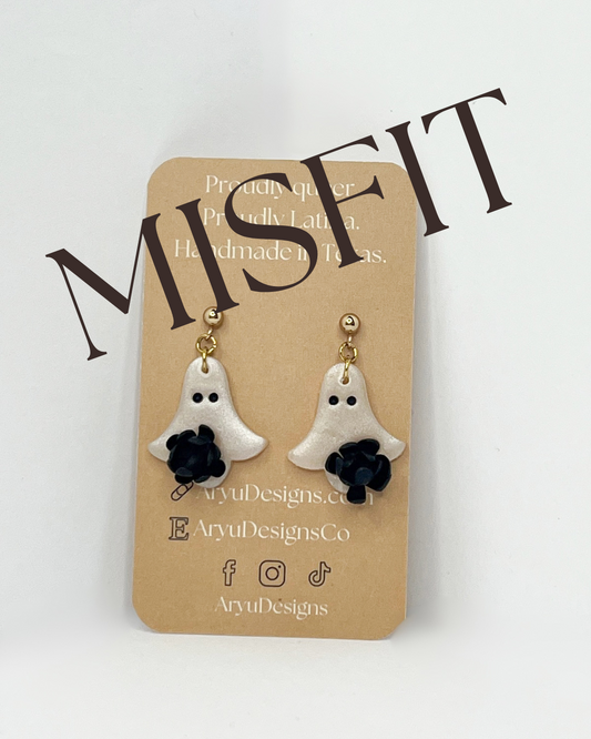 Flower Ghost Dangles - Shimmery Noir *MISFIT*