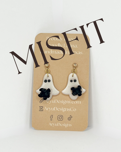 Flower Ghost Dangles - Shimmery Noir *MISFIT*