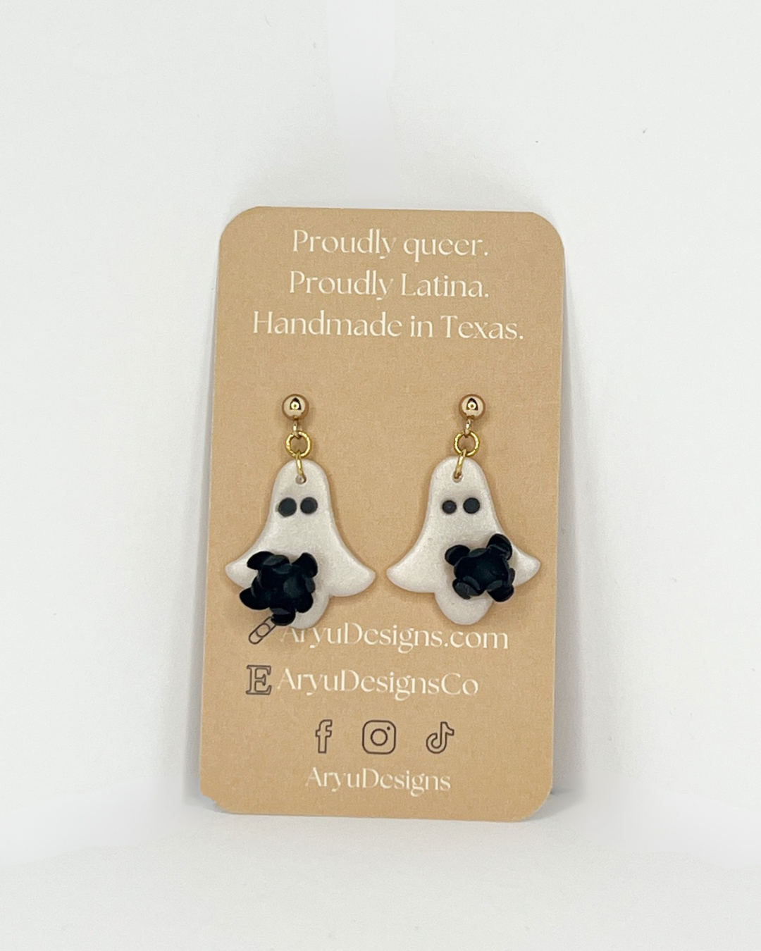 Flower Ghost Dangles - Shimmery Noir *MISFIT*