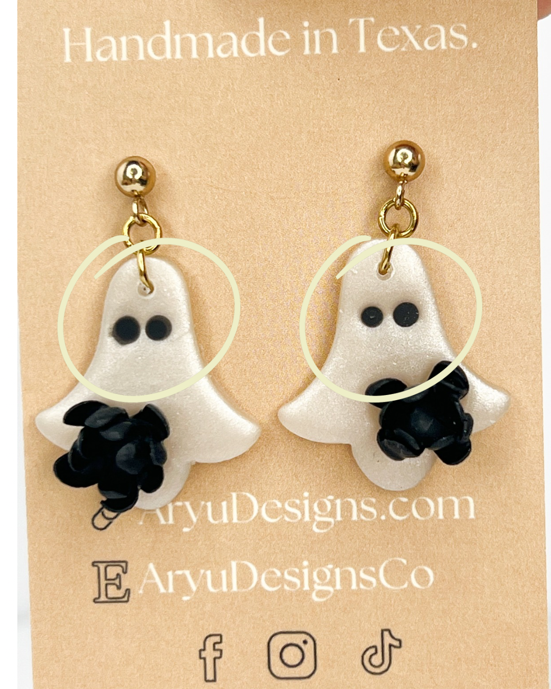 Flower Ghost Dangles - Shimmery Noir *MISFIT*