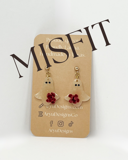 Flower Ghost Dangles - Glossy Merlot *MISFIT*