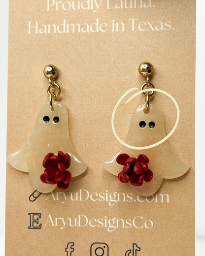 Flower Ghost Dangles - Glossy Merlot *MISFIT*