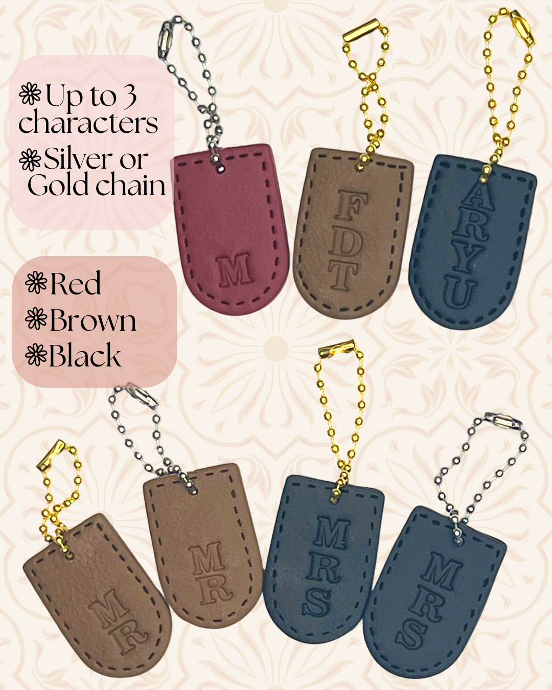 Faux Leather Initial Bag Charms