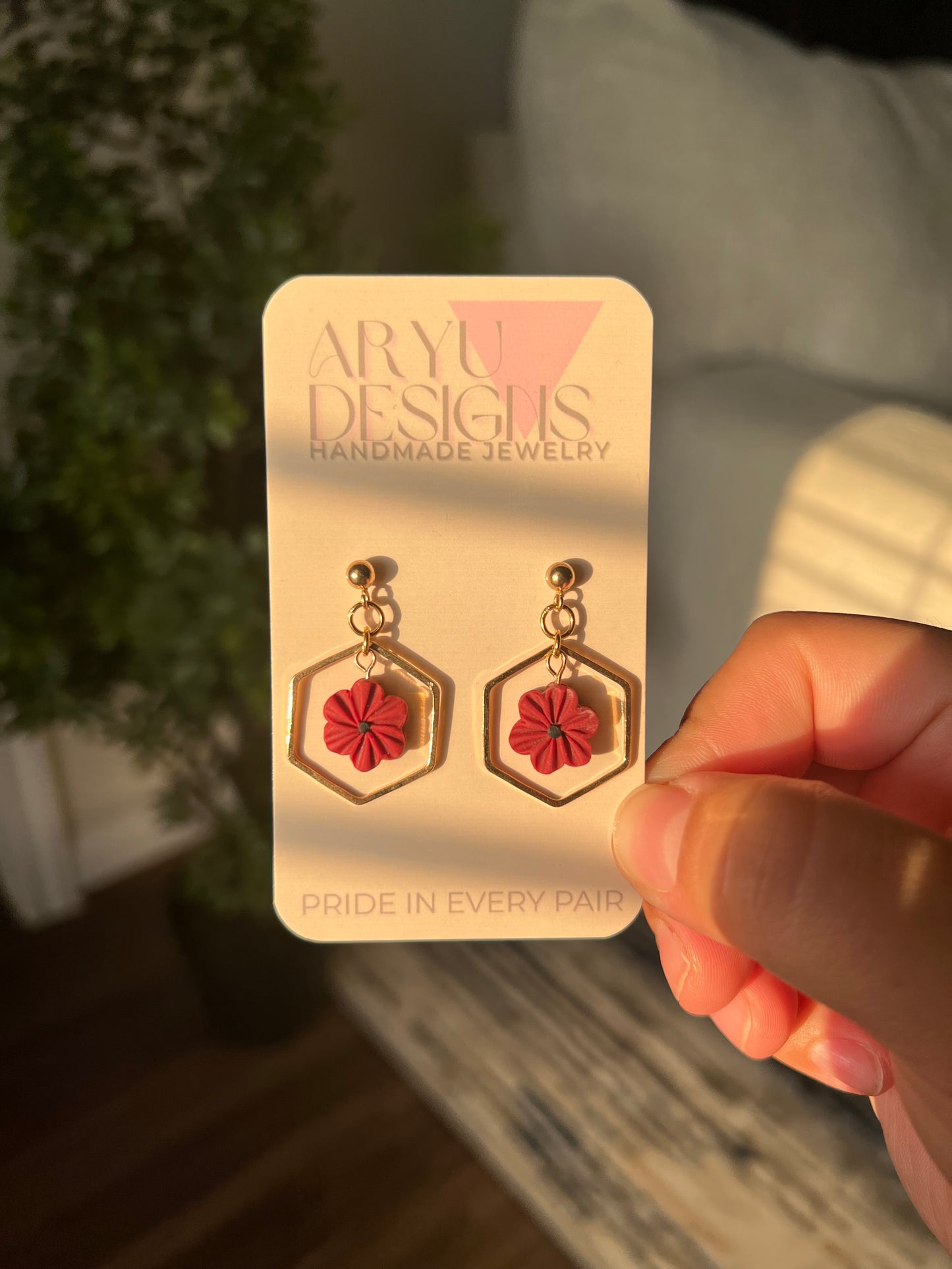 Hex Bloom Dangles - Merlot