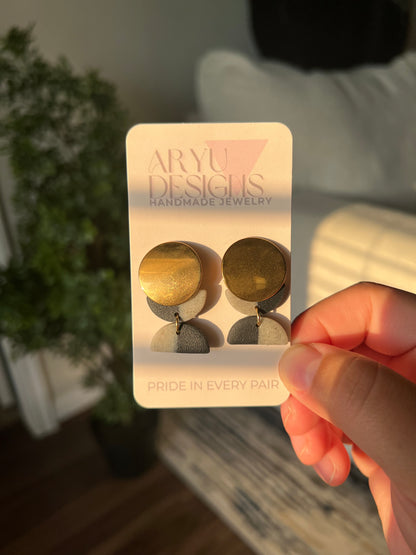 Gold Color Block Dangles - Noir