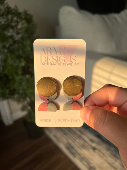 Gold Color Block Dangles - Petal