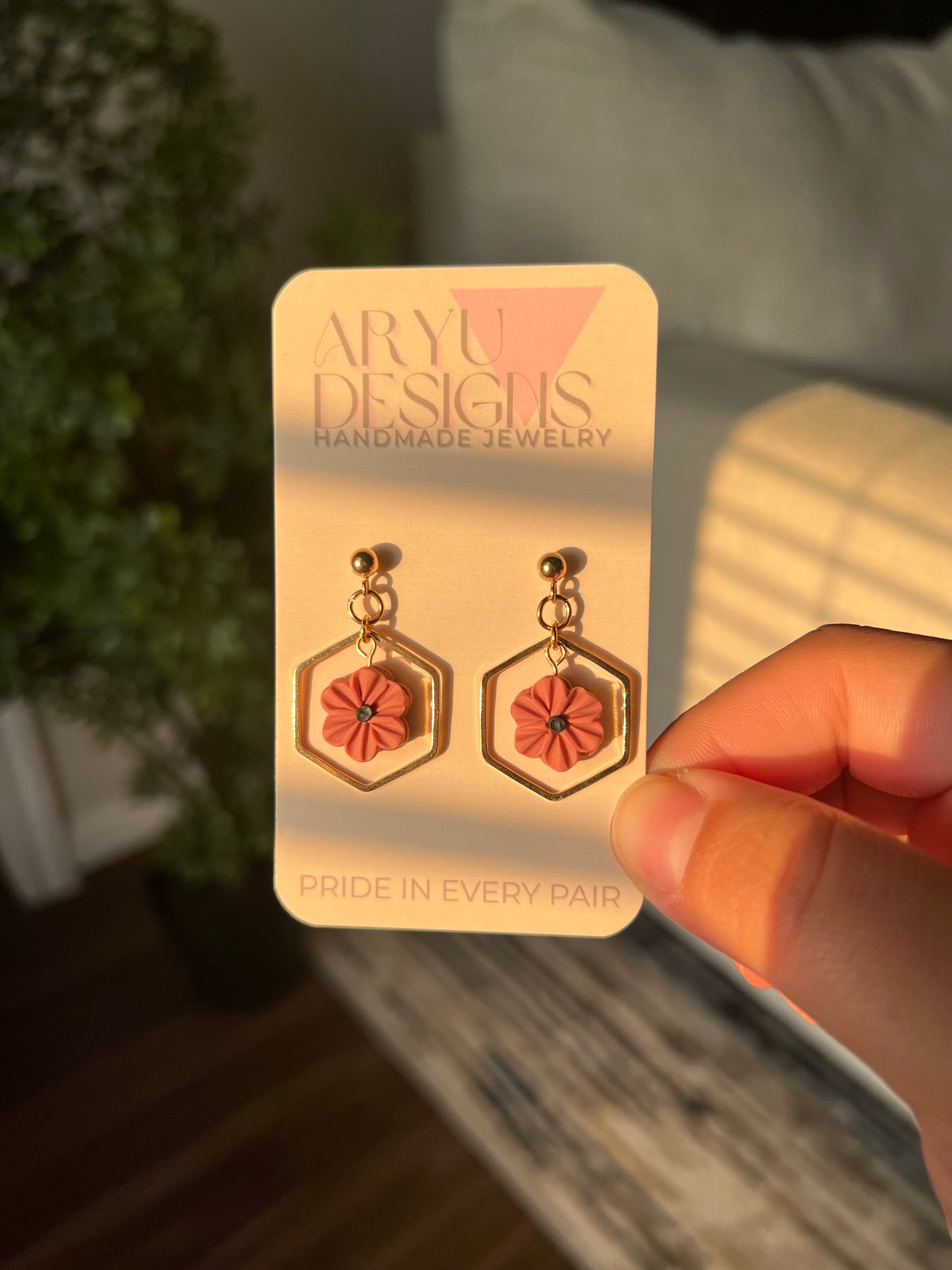 Hex Bloom Dangles - Petal