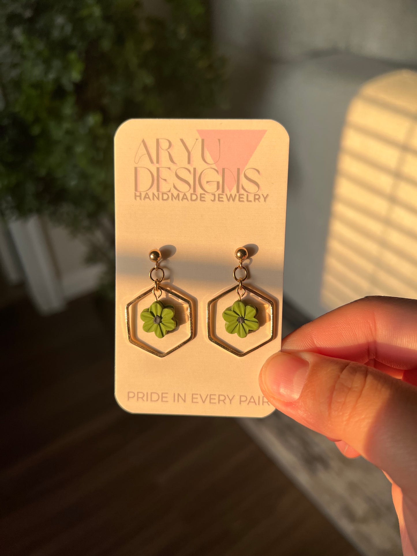 Hex Bloom Dangles - Sprout