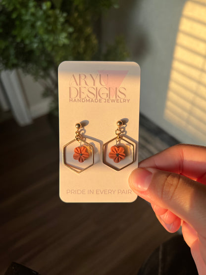 Hex Bloom Dangles - Nectarine