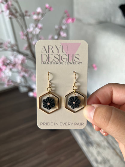 Hex Bloom Dangles - Nectarine