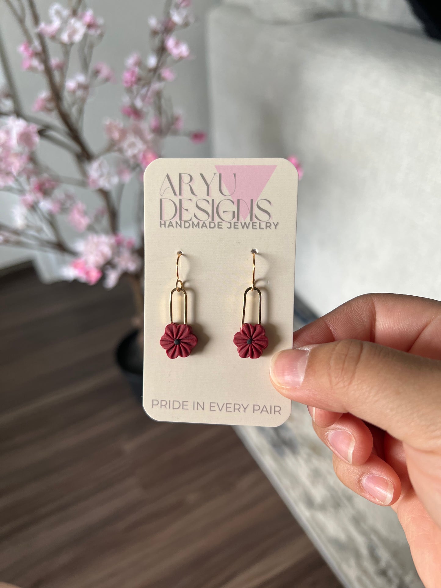 Bloom Clip Dangles - Merlot