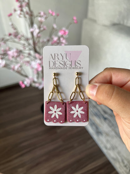 Papel Picado Gold Chain Dangles - Merlot