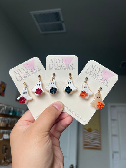 Flower Ghost Dangles - Shimmery Merlot