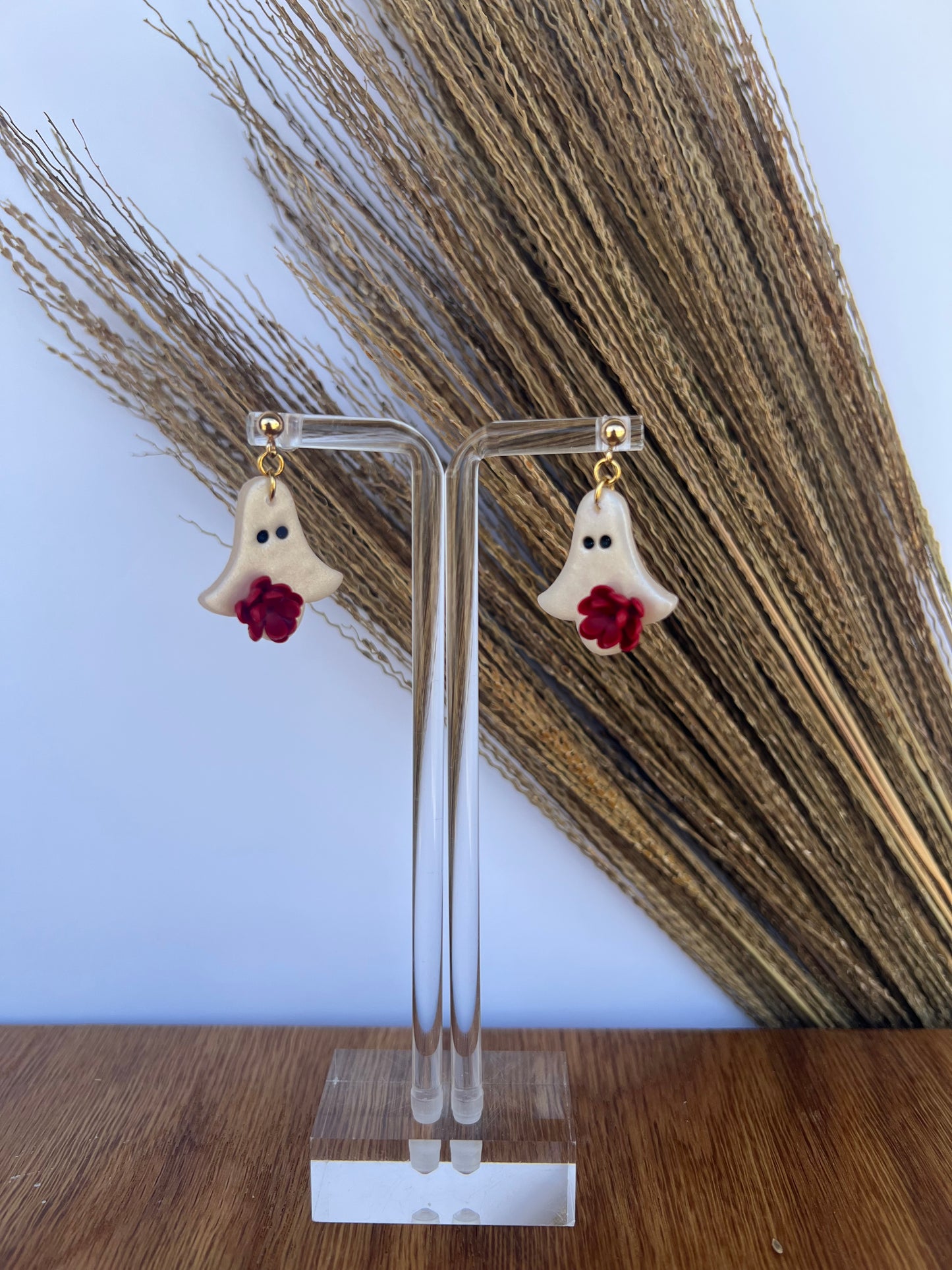 Flower Ghost Dangles - Shimmery Merlot