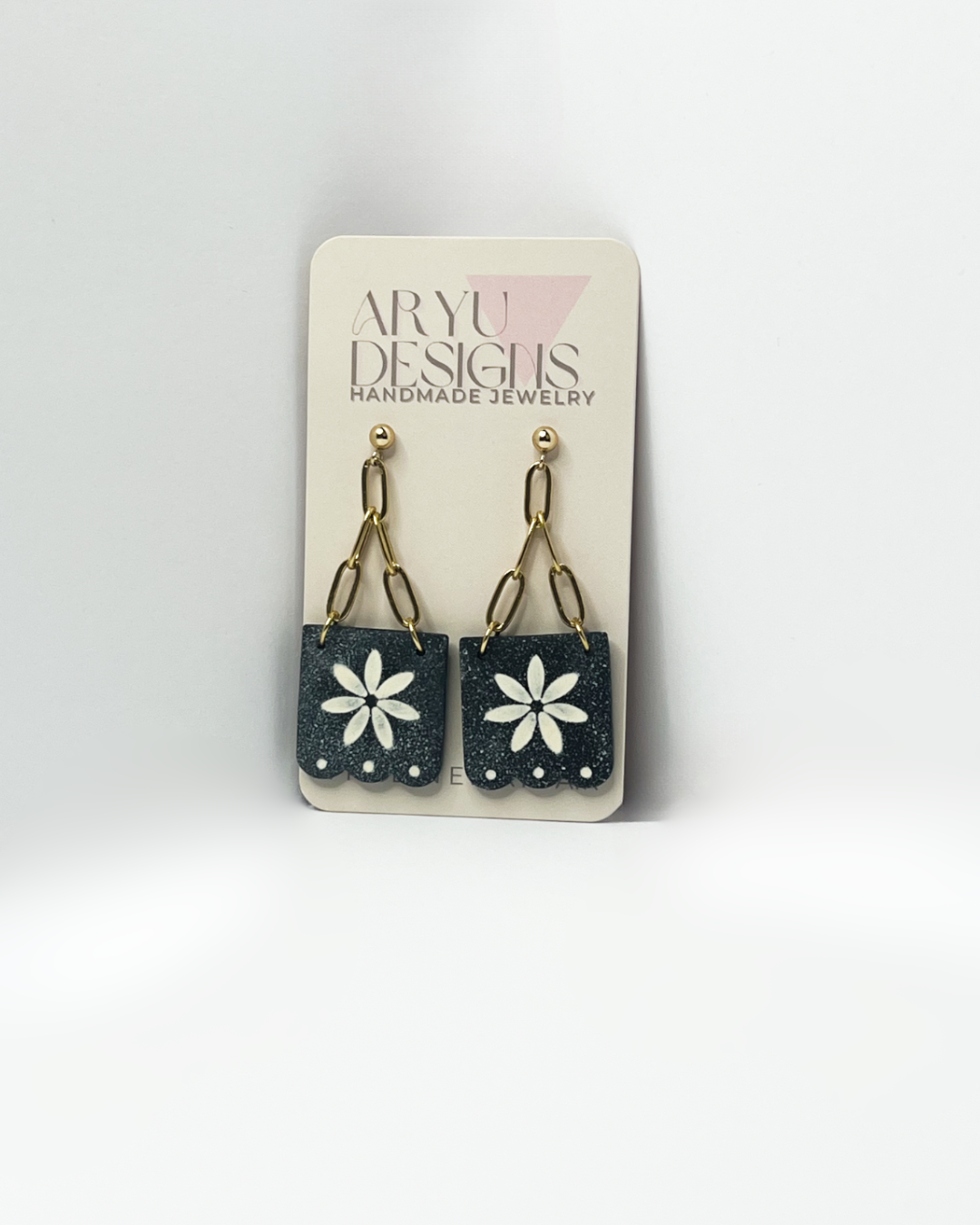 Papel Picado Gold Chain Dangles - Noir