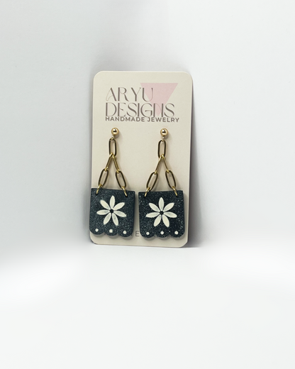 Papel Picado Gold Chain Dangles - Noir