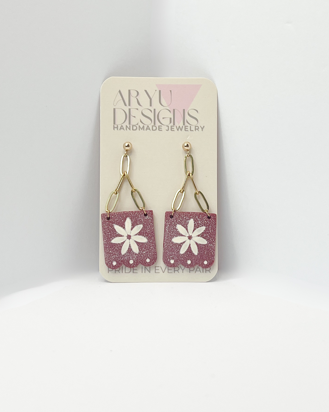 Papel Picado Gold Chain Dangles - Merlot