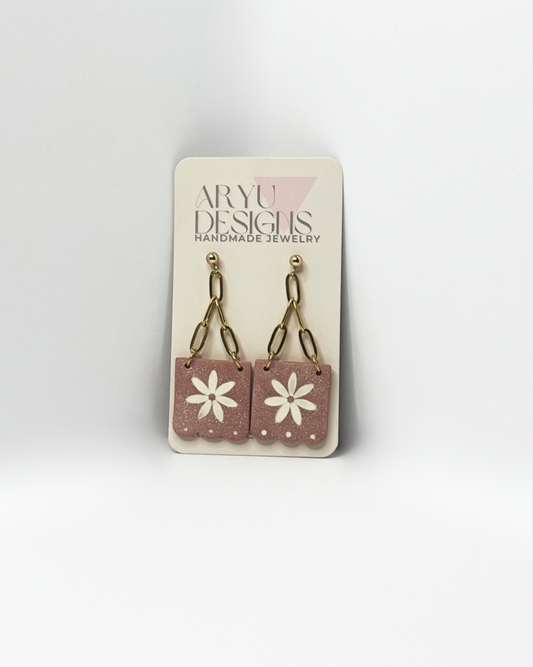 Papel Picado Gold Chain Dangles - Petal