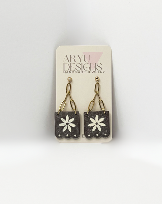 Papel Picado Gold Chain Dangles - Espresso