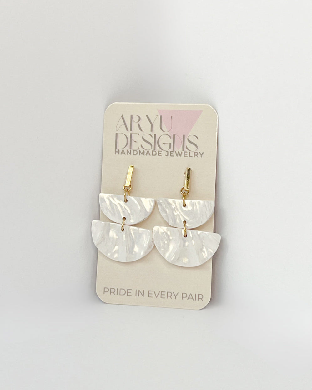 Silky Double Arc Drops - Pearl