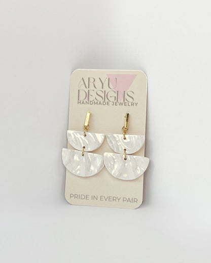 Silky Double Arc Drops - Pearl