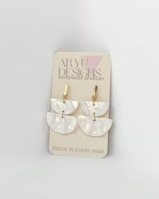 Silky Double Arc Drops - Pearl